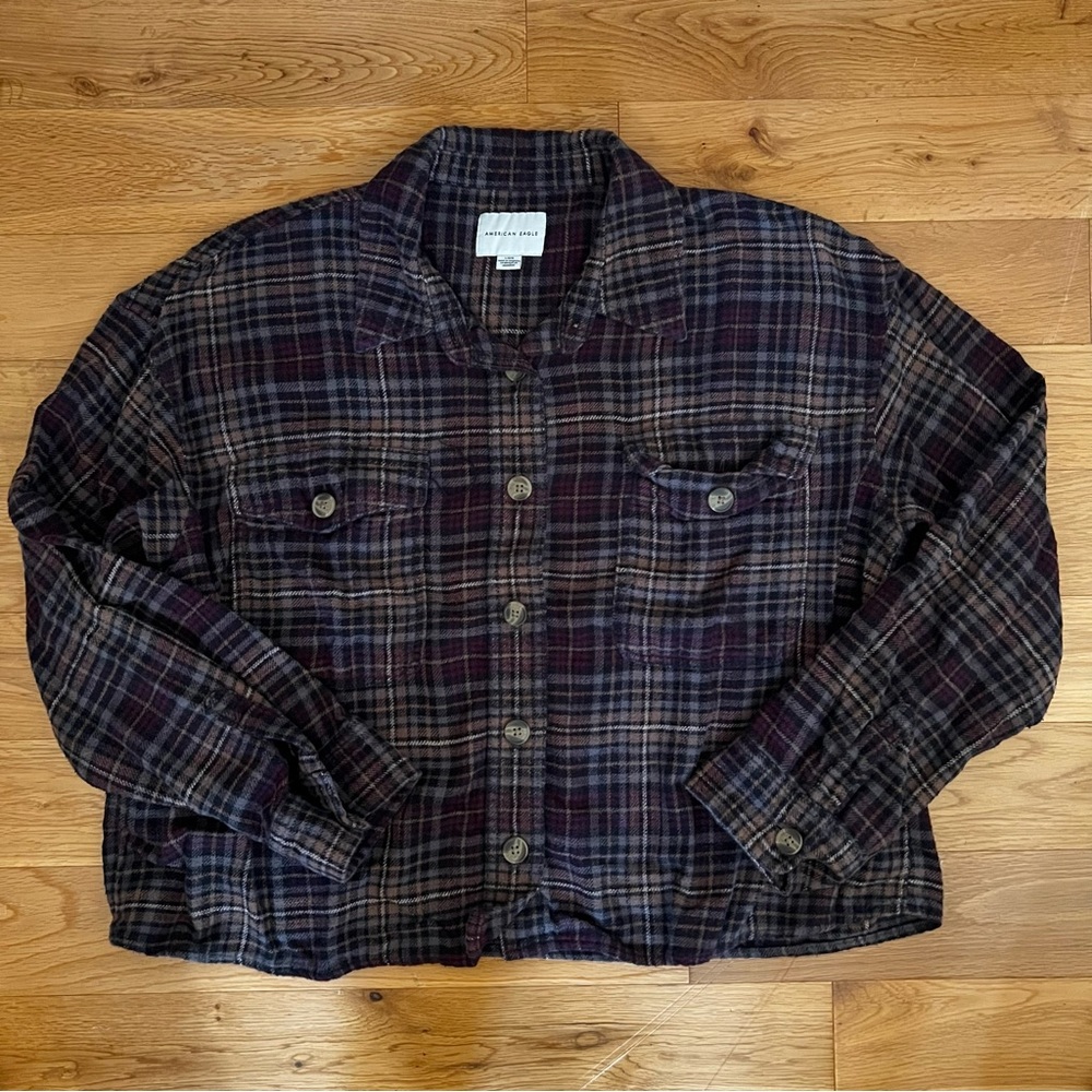 Cropped Plaid Flannel Shirt